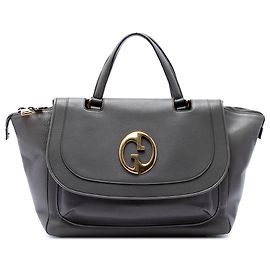 Borsa Gucci 1973 media in pelle di vitello grigia