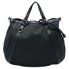 Borsa Tote Convertibile Gucci Abbey in Canvas GG Nero con Anello a D