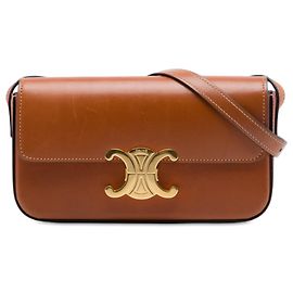Céline Celine Claude Schultertasche aus glänzendem braunem Kalbsleder