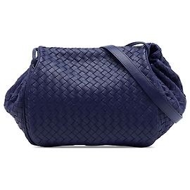 Borsa a tracolla con patta Bottega Veneta in Nappa Intrecciato blu