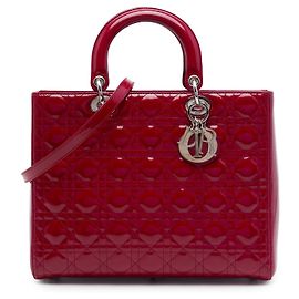 Dior Red Large Patent Cannage Lady Dior