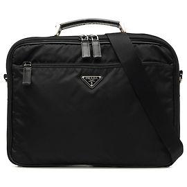 Prada Business-Tasche aus Tessuto mit schwarzem Saffiano-Besatz