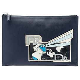 Clutch Prada Blue Saffiano Monkey Robot