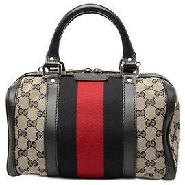 Borsa Boston Gucci Joy Small in tela GG beige con banda Web