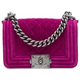 Chanel Pink Mini Quilted Velvet Boy Flap