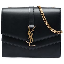 Saint Laurent Sulpice Crossbody in pelle monogramma nera Medium