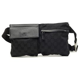 Borsa a cintura Gucci in tela GG nera con doppia tasca