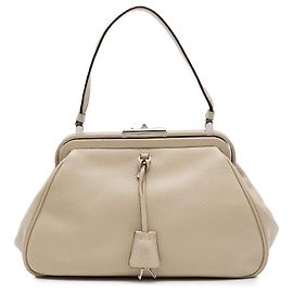 Borsa Prada Beige Goatskin Madras Cerniera Frame