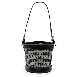 Borsa a secchiello Fendi in tela Zucchino grigia