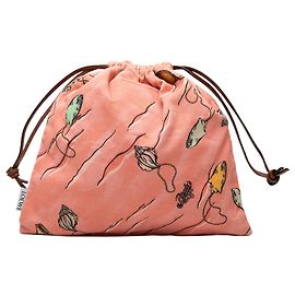 Pouch con coulisse LOEWE Pink Paulas Ibiza in tela con stampa a conchiglia