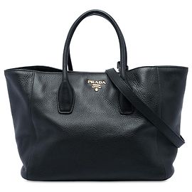 Borsa tote convertibile Prada in Vitello Daino nera