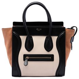 Céline Celine Luggage Tote Micro aus tricolorfarbenem Kalbsleder und weißem Wildleder