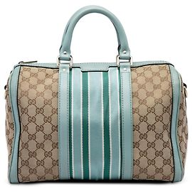 Borsa Boston Gucci Joy Medium in tela GG beige con banda Web