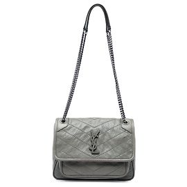 Saint Laurent Gray Baby Crinkled Calfskin Niki