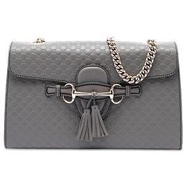 Borsa a tracolla Gucci Emily Medium Microguccissima Grigia