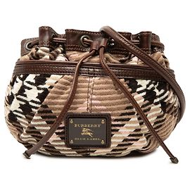 Borsa crossbody Burberry Brown Supernova Check in lana con coulisse