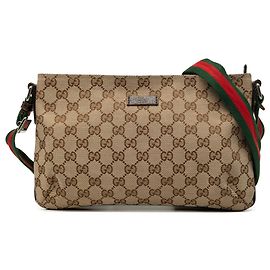 Borsa a tracolla Gucci Beige GG Canvas Web