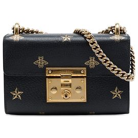 Gucci Borsa a tracolla Small in pelle di vitello nera con Bee Star e lucchetto