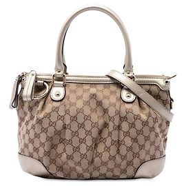 Borsa Satchel Gucci Beige GG Canvas Sukey