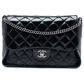 Chanel Black CC Quilted Lambskin and Patent Bijoux Chain Flap