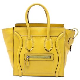 Céline Celine Luggage Tote Micro aus Leder in Gelb