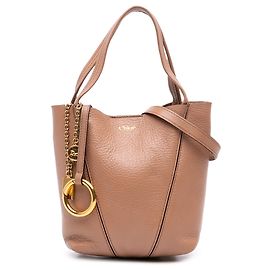 Chloé Brown Small Grained Calfskin Spin Satchel