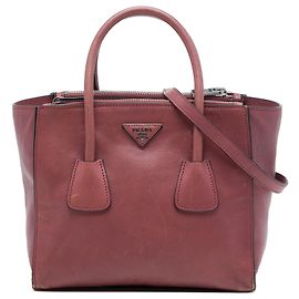 Borsa Satchel Prada in vitello Glace Rosa con doppia tasca