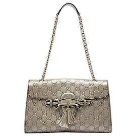 Bolso de hombro Gucci Gold Medium Guccissima Emily