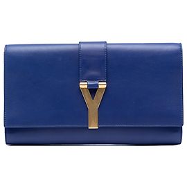 Pochette Saint Laurent Chyc Ligne en cuir bleu