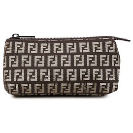 Fendi Brown Zucchino Canvas Coin Pouch