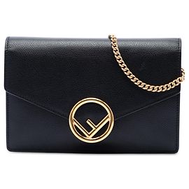 Fendi F Is Fendi Envelope Wallet On Chain aus schwarzem Leder