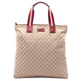 Tote Verticale Gucci in tela GG beige con fascia Web