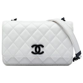 Chanel White Quilted Caviar My Everything Wallet on Chain
