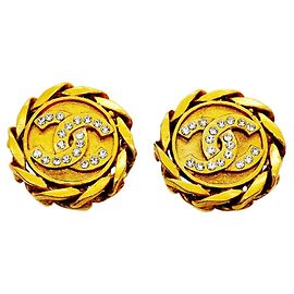 Orecchini a clip Chanel dorati con strass