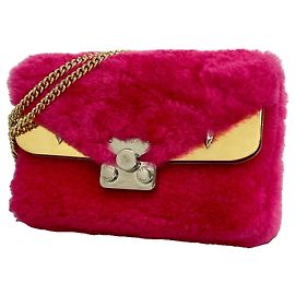 Borsa a tracolla in pelliccia Fendi Pink Monster