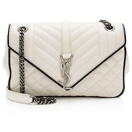 Borsa a tracolla Soft Medium in pelle di vitello matelassé con monogramma Saint Laurent