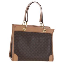 Céline CELINE Macadam Canvas Hand Bag PVC Leather Brown Gold