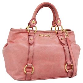 Miu Miu Hand Bag Leather 2way Pink Gold