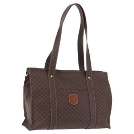 Céline CELINE Macadam Shoulder Bag PVC Leather Brown Gold Tone