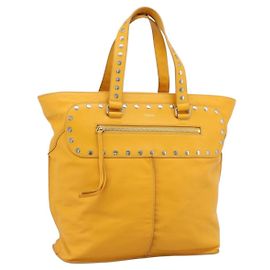 Céline CELINE Hand Bag Leather Yellow Silver