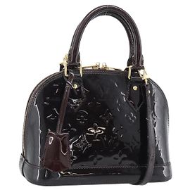 LOUIS VUITTON Monogram Vernis Alma BB Hand Bag Amarante M91678 LV