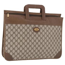 GUCCI GG Supreme Business Bag PVC Beige Gold