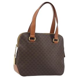 Céline CELINE Macadam Canvas Hand Bag PVC Leather Brown Gold