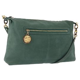 FENDI Shoulder Bag Leather Green Gold