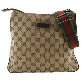 Borsa a tracolla con zip Gucci Web Strap in tela GG e pelle Small
