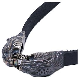 Gargantilla de cuero GUCCI Ag925 Double Tiger Head