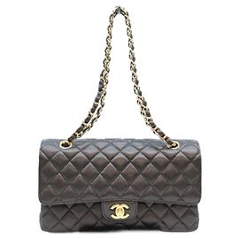 Borsa a tracolla Chanel Classic Flap in pelle caviar nera matelassé