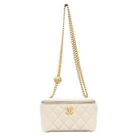 Borsa a tracolla Vanity Chanel in pelle di agnello azzurro chiaro