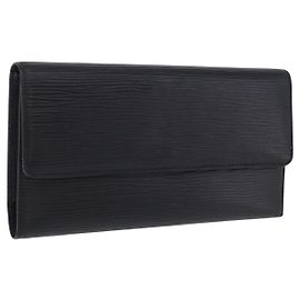 LOUIS VUITTON Epi Porte Tresor International Wallet Black M63382 LV Auth 197737A