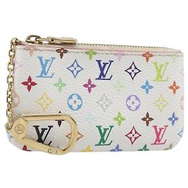 LOUIS VUITTON Monogram Multicolor Pochette Cles Purse White M28388 Auth yk20719M
